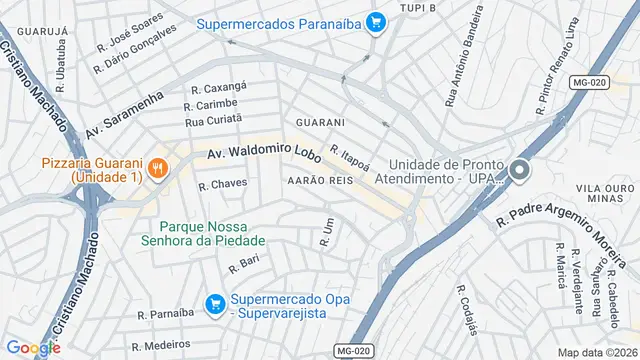 Mapa do bairro Aarão Reis, Belo Horizonte - MG