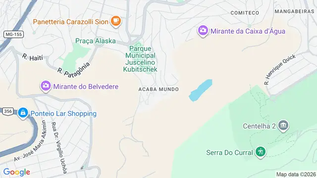 Mapa do bairro Acaba Mundo, Belo Horizonte - MG
