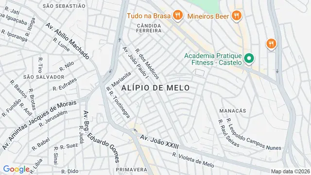 Mapa do bairro Alípio de Melo, Belo Horizonte - MG