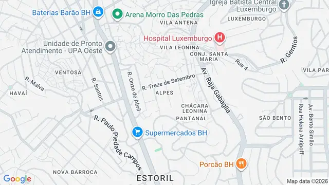 Mapa do bairro Alpes, Belo Horizonte - MG