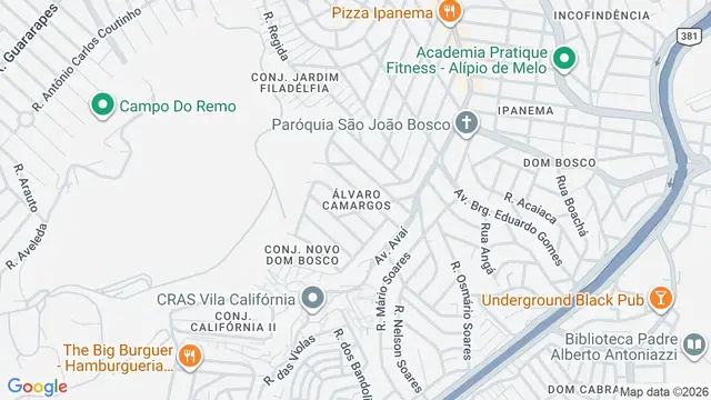 Mapa do bairro Álvaro Camargos, Belo Horizonte - MG