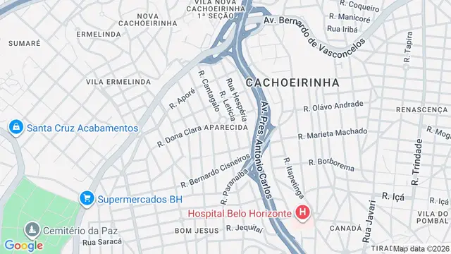Mapa do bairro Aparecida, Belo Horizonte - MG