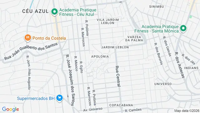 Mapa do bairro Apolonia, Belo Horizonte - MG