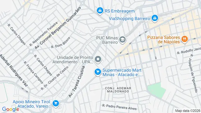 Mapa do bairro Átila de Paiva, Belo Horizonte - MG