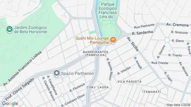 Mapa do bairro Bandeirantes (Pampulha), Belo Horizonte - MG