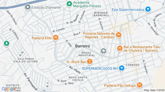 Mapa do bairro Barreiro, Belo Horizonte - MG