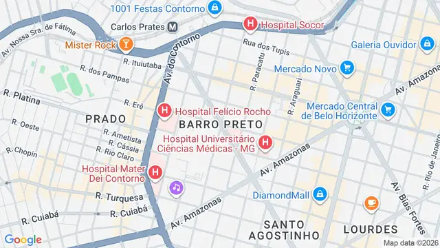 Mapa do bairro Barro Preto, Belo Horizonte - MG