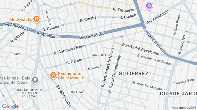 Mapa do bairro Barroca, Belo Horizonte - MG