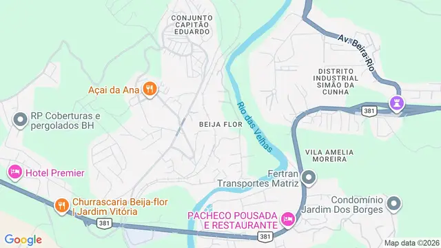 Mapa do bairro Beija Flor, Belo Horizonte - MG