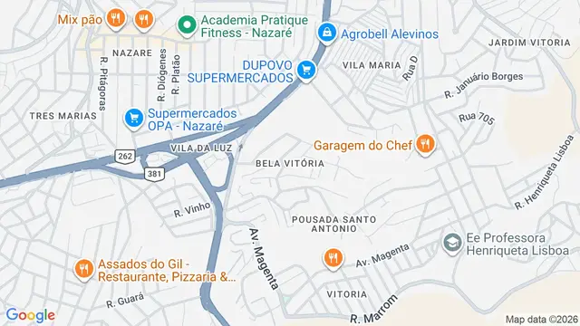 Mapa do bairro Bela Vitória, Belo Horizonte - MG