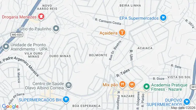 Mapa do bairro Belmonte, Belo Horizonte - MG