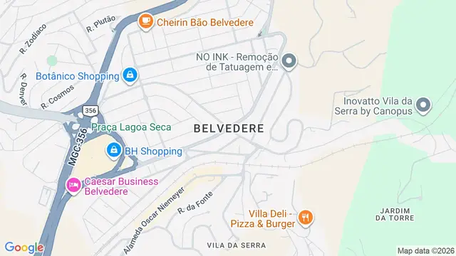 Mapa do bairro Belvedere, Belo Horizonte - MG