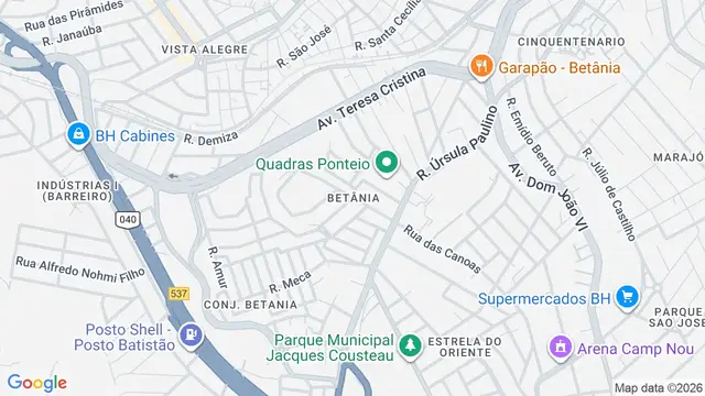 Mapa do bairro Betânia, Belo Horizonte - MG