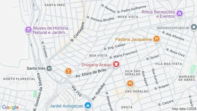 Mapa do bairro Boa Vista, Belo Horizonte - MG
