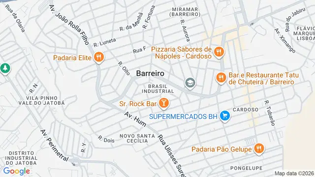 Mapa do bairro Brasil Industrial (Barreiro, Belo Horizonte - MG