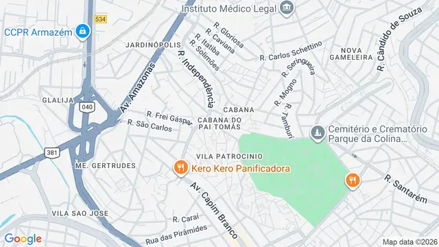 Mapa do bairro Cabana do Pai Tomás, Belo Horizonte - MG