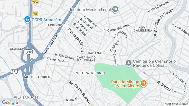 Mapa do bairro Cabana, Belo Horizonte - MG