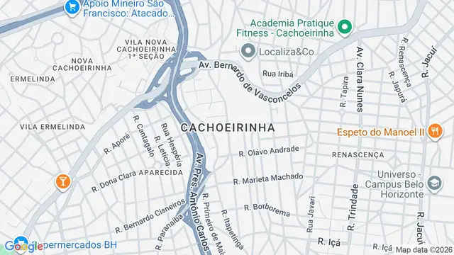 Mapa do bairro Cachoeirinha, Belo Horizonte - MG