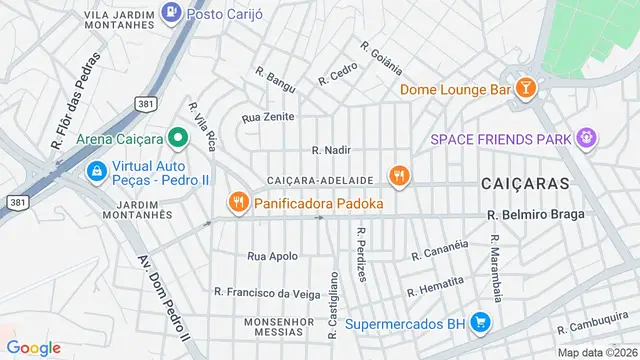 Mapa do bairro Caiçara-Adelaide, Belo Horizonte - MG