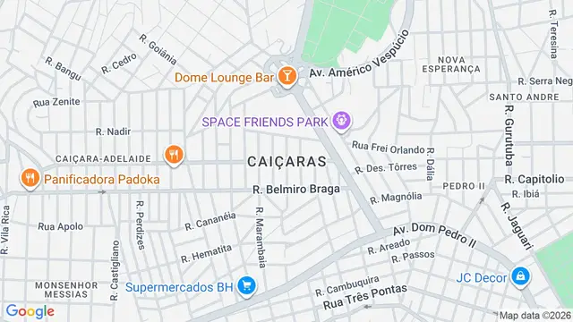 Mapa do bairro Caiçaras, Belo Horizonte - MG
