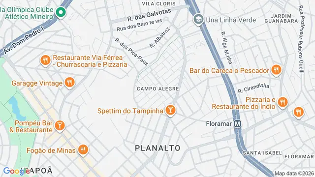Mapa do bairro Campo Alegre, Belo Horizonte - MG