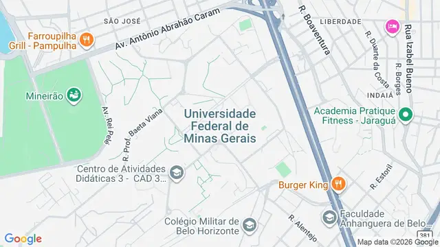 Mapa do bairro Campus UFMG, Belo Horizonte - MG