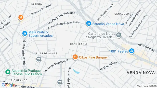 Mapa do bairro Candelária, Belo Horizonte - MG