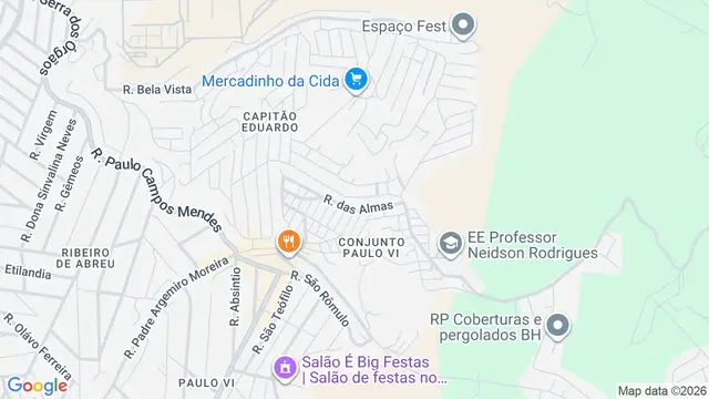 Mapa do bairro Capitão Eduardo (Bairro Montes Claros), Belo Horizonte - MG