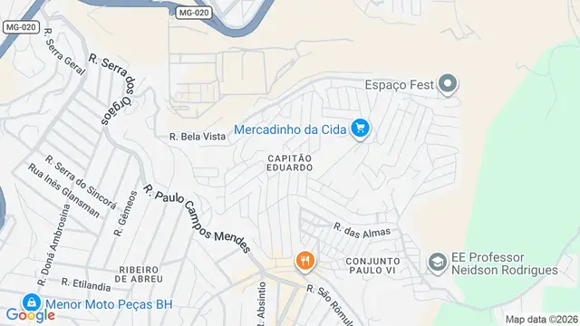 Mapa do bairro Capitão Eduardo, Belo Horizonte - MG