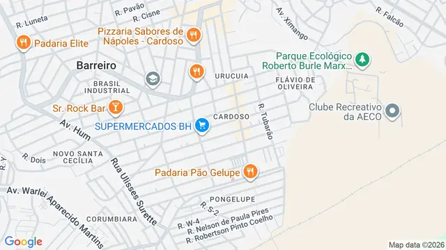 Mapa do bairro Cardoso (Barreiro), Belo Horizonte - MG