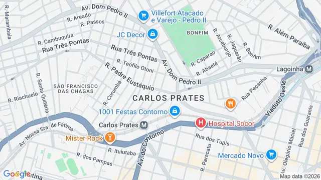 Mapa do bairro Carlos Prates, Belo Horizonte - MG