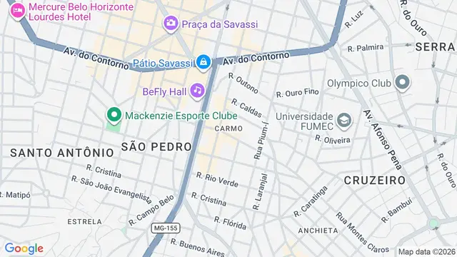 Mapa do bairro Carmo, Belo Horizonte - MG