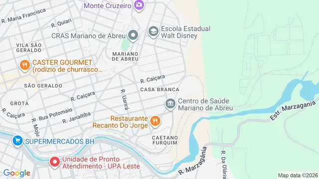 Mapa do bairro Casa Branca, Belo Horizonte - MG