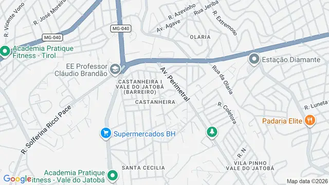 Mapa do bairro Castanheira (Barreiro), Belo Horizonte - MG