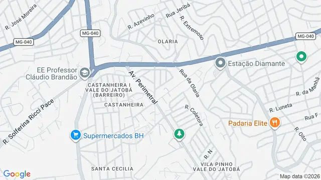 Mapa do bairro Castanheira II (Vale do Jatobá), Belo Horizonte - MG