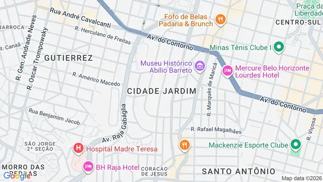 Mapa do bairro Cidade Jardim, Belo Horizonte - MG