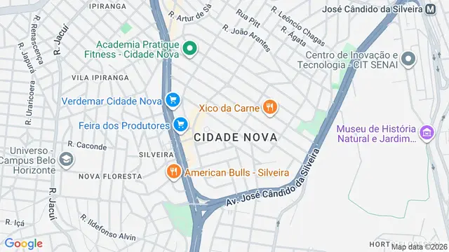 Mapa do bairro Cidade Nova, Belo Horizonte - MG