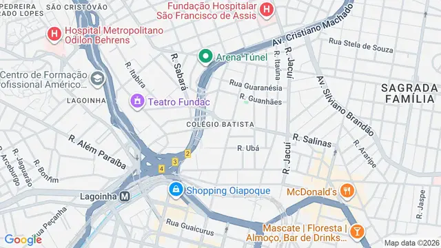 Mapa do bairro Colégio Batista, Belo Horizonte - MG