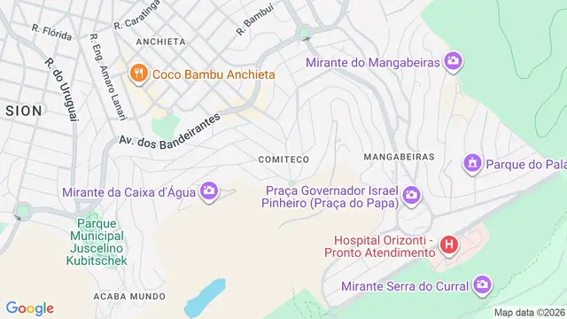 Mapa do bairro Comiteco, Belo Horizonte - MG