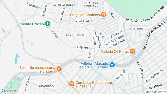 Mapa do bairro Confisco, Belo Horizonte - MG