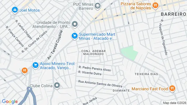 Mapa do bairro Conj. Ademar Maldonado, Belo Horizonte - MG