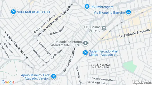 Mapa do bairro Conj. Atila de Paiva, Belo Horizonte - MG