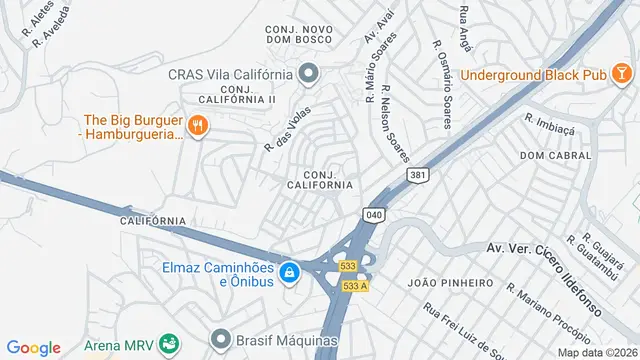 Mapa do bairro Conj. California, Belo Horizonte - MG