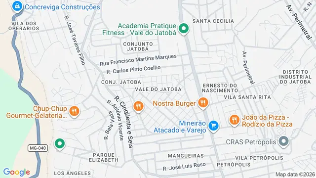 Mapa do bairro Conj. Hab. Vale do Jatobá (Barreiro), Belo Horizonte - MG