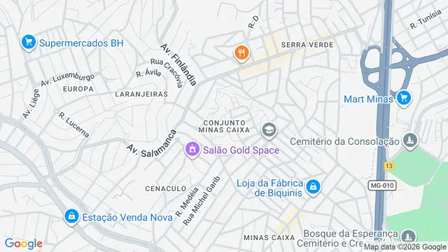 Mapa do bairro Conj. Minascaixa, Belo Horizonte - MG