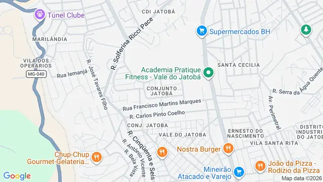 Mapa do bairro Conjunto Jatobá (Barreiro), Belo Horizonte - MG