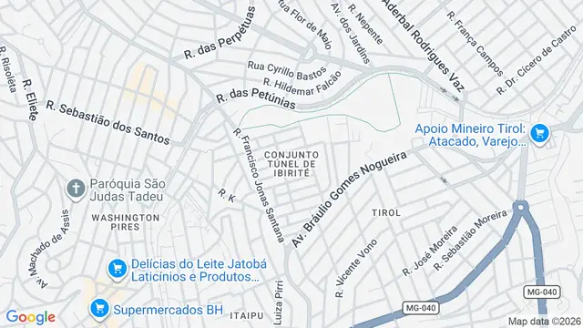 Mapa do bairro Conjunto Túnel Ibirité (Barreiro), Belo Horizonte - MG
