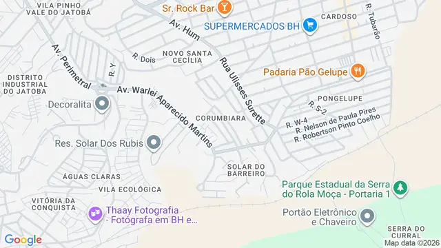 Mapa do bairro Corumbiara, Belo Horizonte - MG