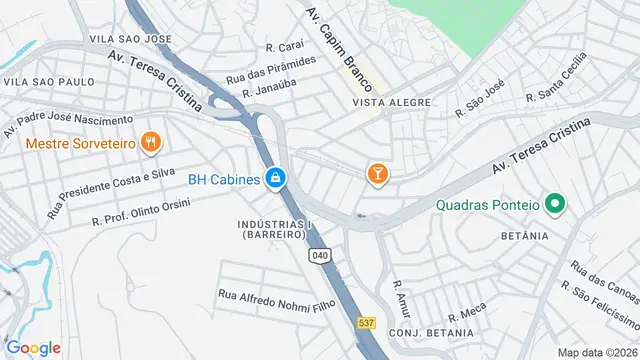 Mapa do bairro Das Indústrias II, Belo Horizonte - MG