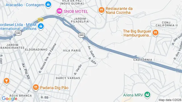 Mapa do bairro Delta, Belo Horizonte - MG